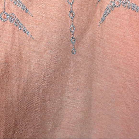 Johnny Was Oversized Boho Flowy Embroidered Coral Peach Top Beachy Vibes Comfy - Picture 3 of 8